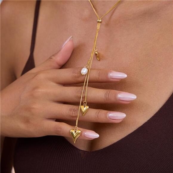 18K Gold-Plated Double Layered Heart Necklace - Picture 3 of 9